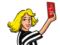 Schiedsrichterin Petra mit der roten Karte